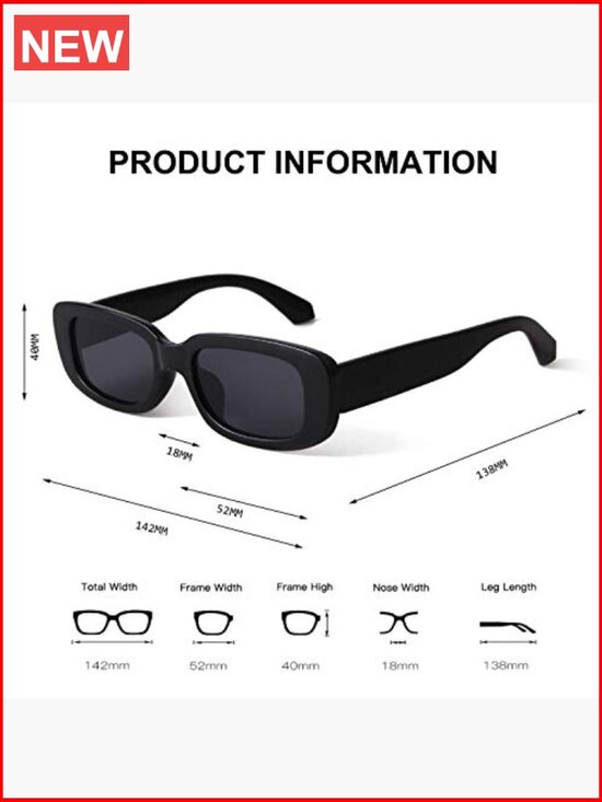 Retro Rectangle Sunglasses Narrow Square Frame UV400 Protection Women\'s Driving main image 5